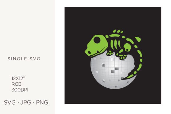 Disco Ball and Lizard Skeleton Art
