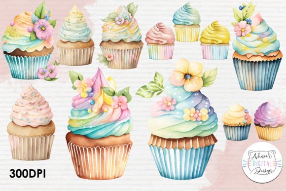 Enhancing Creative Projects with Easter Cupcakes Watercolor Clipart