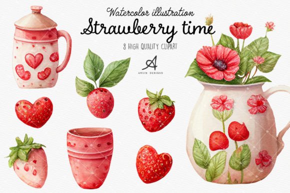 Fresh Watercolor Strawberry Clipart for Creators