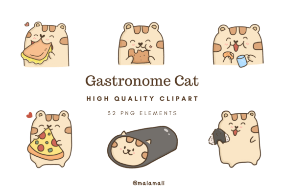 Gastronome Cat Clipart: Whimsical Art for Creators