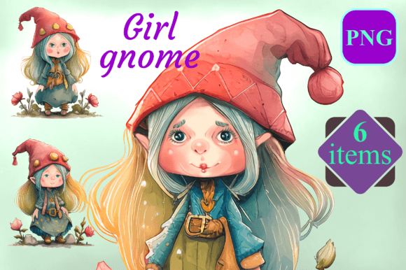 Girl Gnome Watercolor PNG Clipart: Elevating Your Creative Projects with Whimsical Design