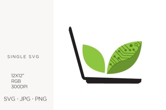 Leaves and Laptop, Vector: Bridging Nature and Digital Design