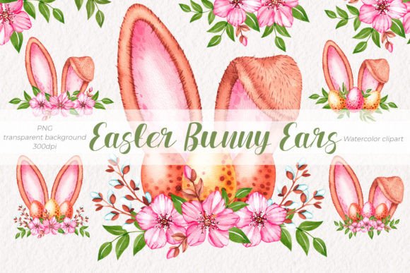 Strategic Branding with Easter Bunny Ears Watercolor Clipart PNG
