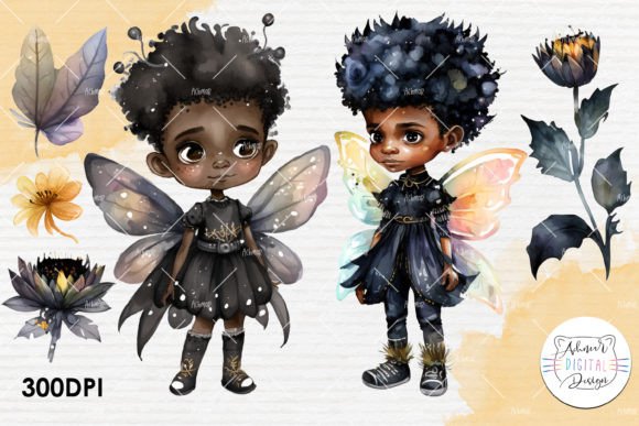 Unleashing Creativity with Little Fairy Black Boys Watercolor Art
