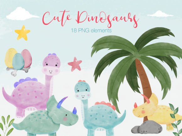 Unlocking Creativity with Colorful Watercolor Dinosaurs Clipart for Digital and Print Projects