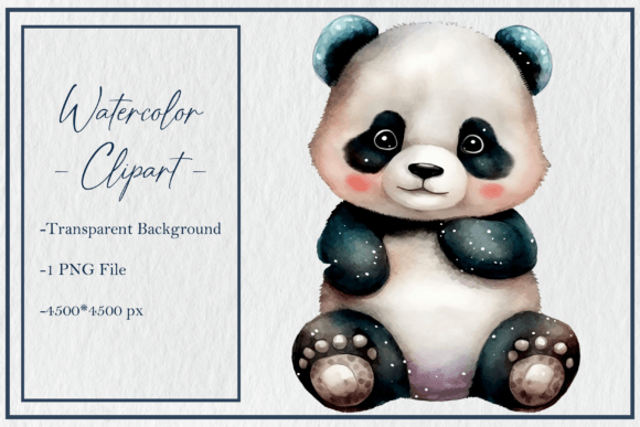Watercolor Cute Panda Clipart PNG Sub 3